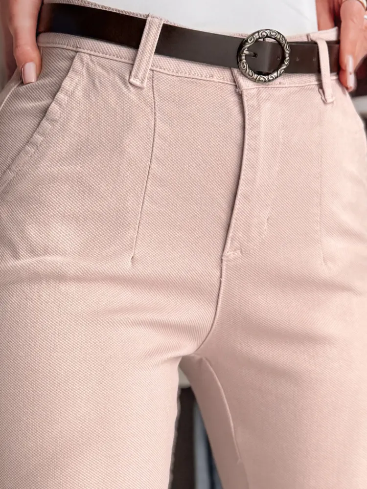 Spodnie Damskie>Dstreet Spodnie damskie slim fit z paskiem TAIRONIK różowe UY2548