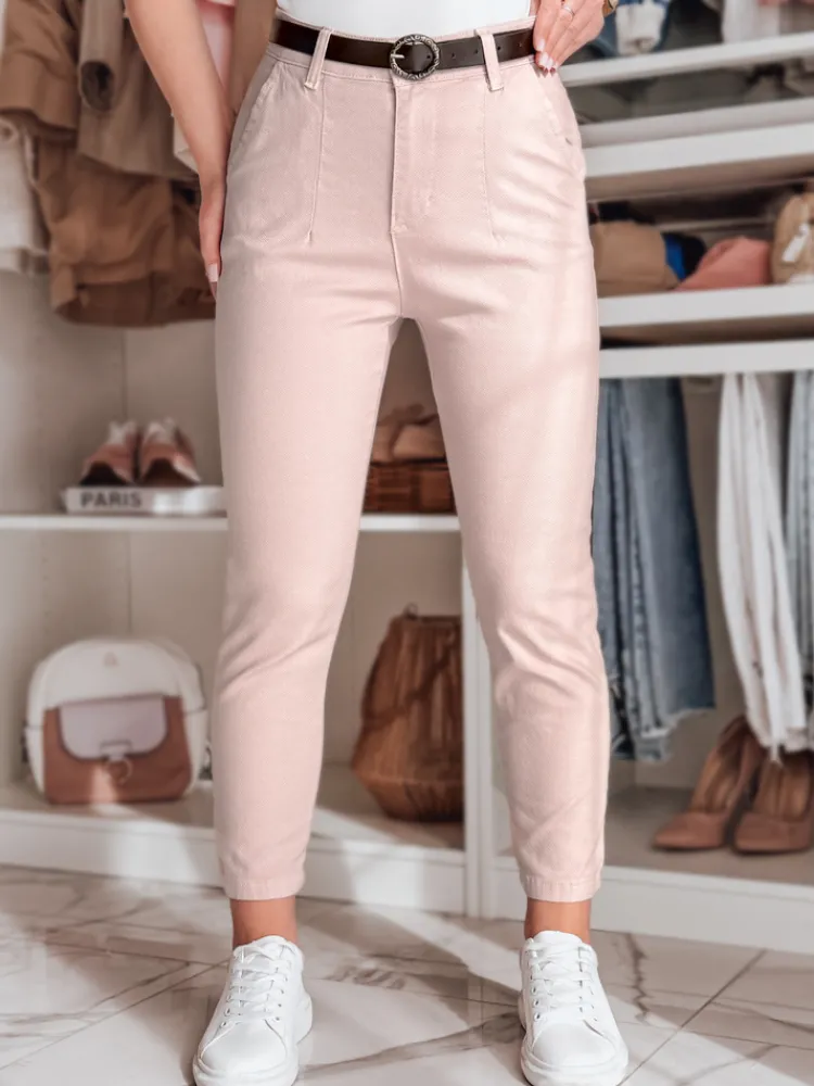 Spodnie Damskie>Dstreet Spodnie damskie slim fit z paskiem TAIRONIK różowe UY2548