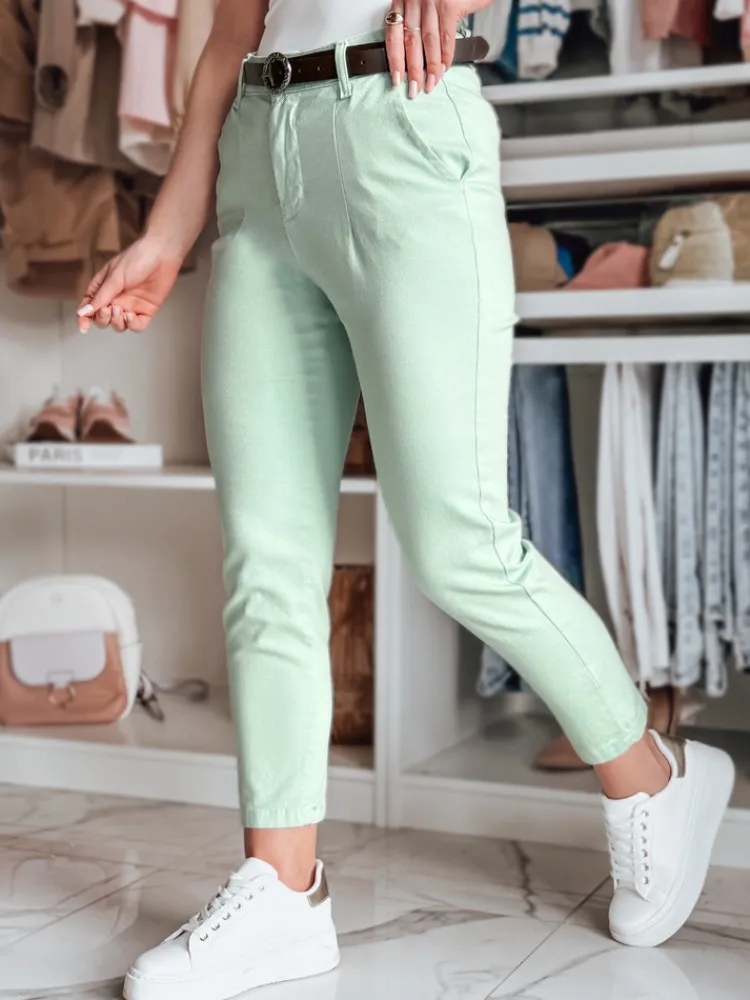 Spodnie Damskie>Dstreet Spodnie damskie slim fit z paskiem TAIRONIK miętowe UY2541