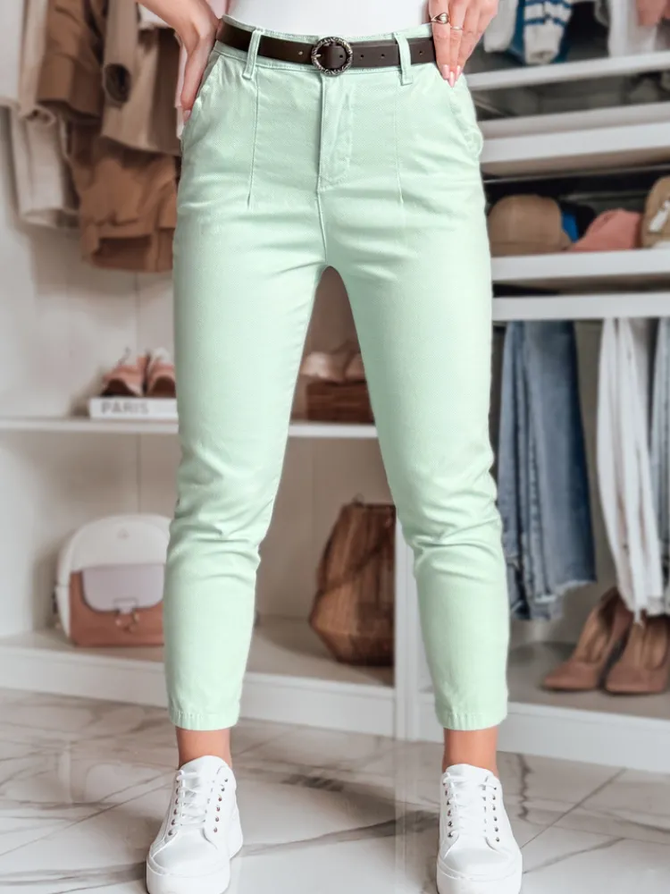 Spodnie Damskie>Dstreet Spodnie damskie slim fit z paskiem TAIRONIK miętowe UY2541