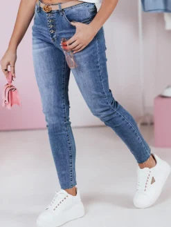 Jeansy Damskie>Dstreet Spodnie damskie slim fit jeansowe DENIMFIT granatowe UY2363