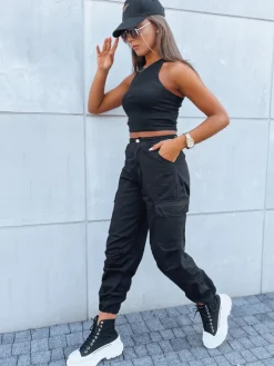 Spodnie Damskie>Dstreet Spodnie damskie spadochronowe NECTI czarne UY1637