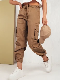 Spodnie Damskie>Dstreet Spodnie damskie spadochronowe MIRI kamelowe UY1680