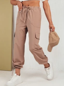 Spodnie Damskie>Dstreet Spodnie damskie spadochronowe MITON beżowe UY1675