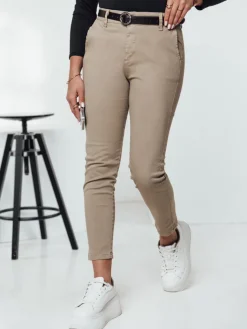 Spodnie Damskie>Dstreet Spodnie damskie TRENDIOSS z paskiem beżowe UY2264