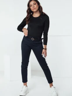 Spodnie Damskie>Dstreet Spodnie damskie TRENDIOSS z paskiem granatowe UY2267