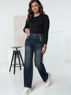 Jeansy Damskie>Dstreet Spodnie damskie VIVEZZI jeansowe niebieskie UY2228