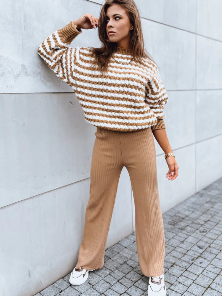 Spodnie Damskie>Dstreet Spodnie damskie wide leg MOSSYMOOD kamelowe UY1690