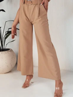 Wyjątkowe Okazje|Spodnie Damskie>Dstreet Spodnie damskie wide leg ALZUR beżowe UY1897