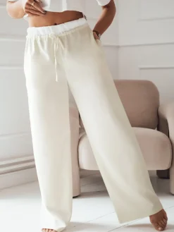 Spodnie Damskie>Dstreet Spodnie damskie wide leg THAMI ecru UY1848