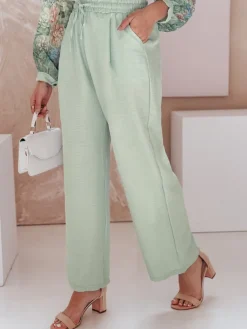 Spodnie Damskie>Dstreet Spodnie damskie wide leg MILLIVIO zielone UY2662