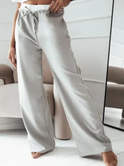 Spodnie Damskie>Dstreet Spodnie damskie wide leg THAMI jasnoszare UY1846