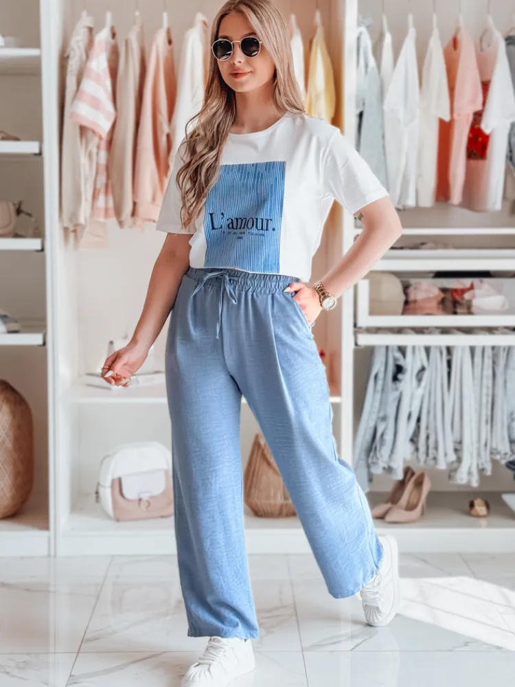 Spodnie Damskie>Dstreet Spodnie damskie wide leg MILLIVIO niebieskie UY2660