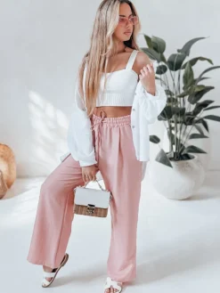 Spodnie Damskie>Dstreet Spodnie damskie wide leg MILLIVIO różowe UY2663