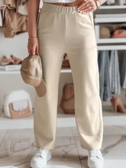 Spodnie Damskie>Dstreet Spodnie damskie wide leg prążkowane LUXEEN mokka UY2520