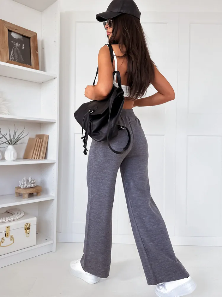 Spodnie Damskie>Dstreet Spodnie damskie wide leg LAKELIFE antracytowe UY1687