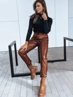 Spodnie Damskie>Dstreet Spodnie damskie woskowane LAPIS kamelowe UY1719