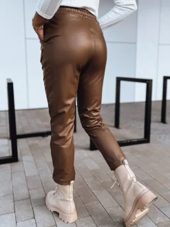 Spodnie Damskie>Dstreet Spodnie damskie woskowane LAPIS ciemnobrązowe UY1720