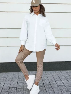 Spodnie Damskie>Dstreet Spodnie damskie woskowane BRIAL beżowe na ściągaczu UY2152