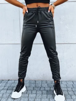 Spodnie Damskie>Dstreet Spodnie damskie woskowane EBONY NIGHT czarne UY1636