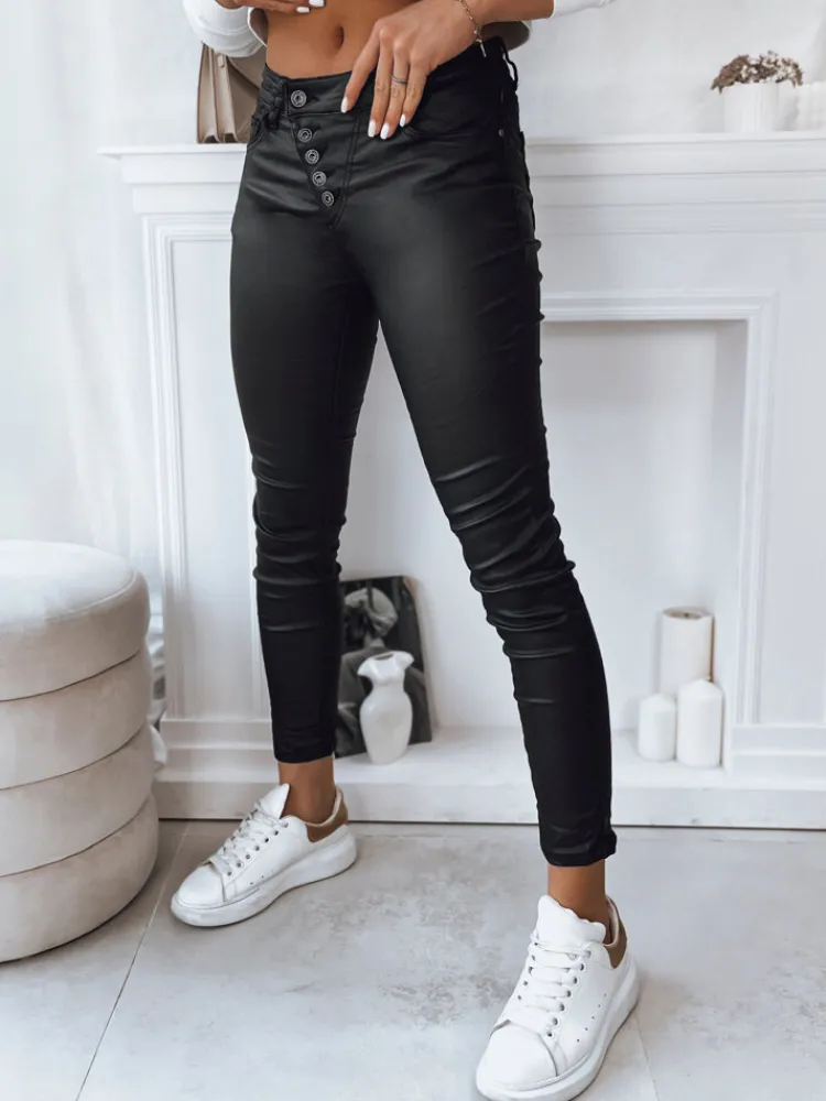 Spodnie Damskie>Dstreet Spodnie damskie woskowane DREAMIN czarne UY1776