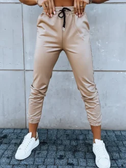 Spodnie Damskie>Dstreet Spodnie damskie woskowane HARBOR beżowe UY1700