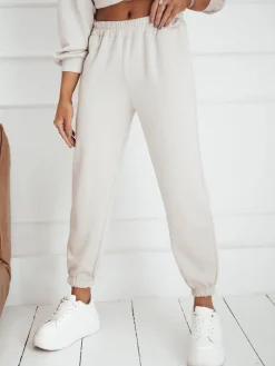 Spodnie Damskie>Dstreet Spodnie dresowe damskie MOSS jasnobeżowe UY1852