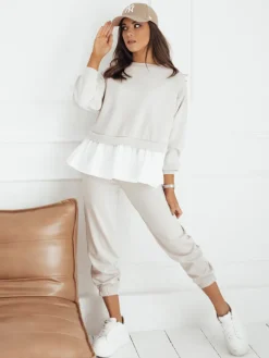 Spodnie Damskie>Dstreet Spodnie dresowe damskie MOSS jasnobeżowe UY1852