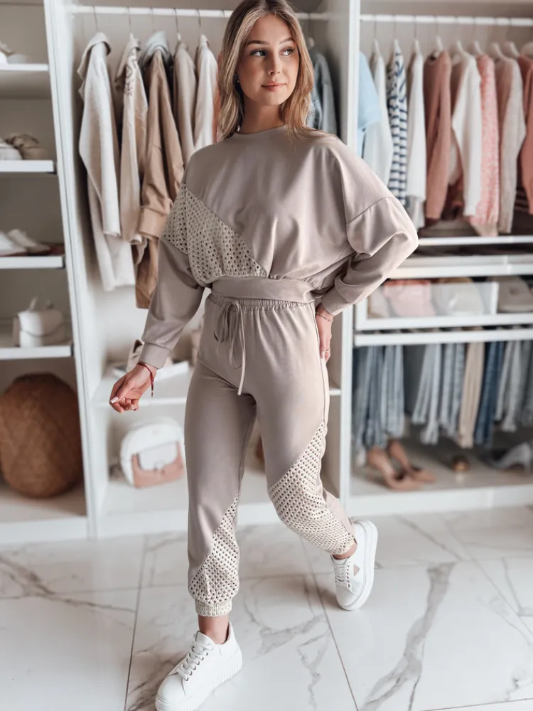 Spodnie Damskie>Dstreet Spodnie dresowe damskie masełko ELEGRA mokka UY2515