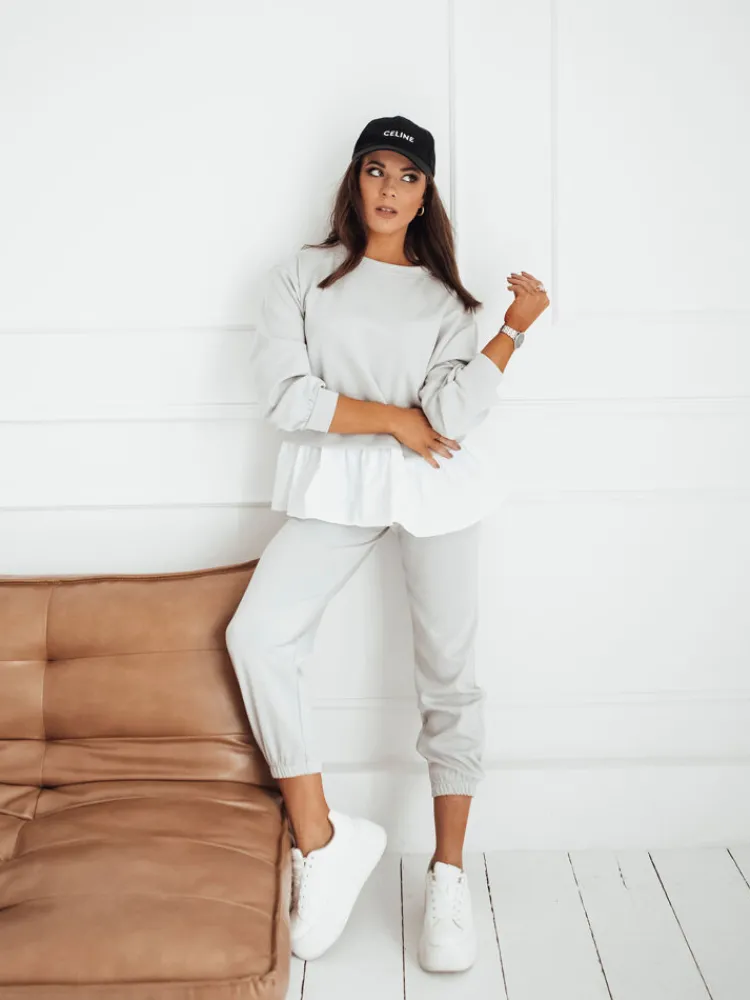 Spodnie Damskie>Dstreet Spodnie dresowe damskie MOSS jasnoszare UY1853