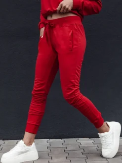 Spodnie Damskie>Dstreet Spodnie dresowe damskie RELAX MODE czerwony UY2141