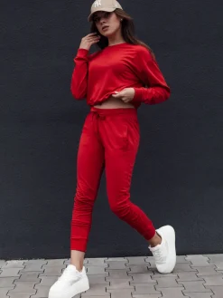 Spodnie Damskie>Dstreet Spodnie dresowe damskie RELAX MODE czerwony UY2141