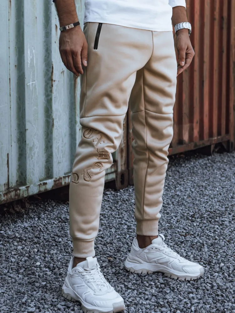 Spodnie Męskie>Dstreet Spodnie dresowe męskie beżowe UX4440