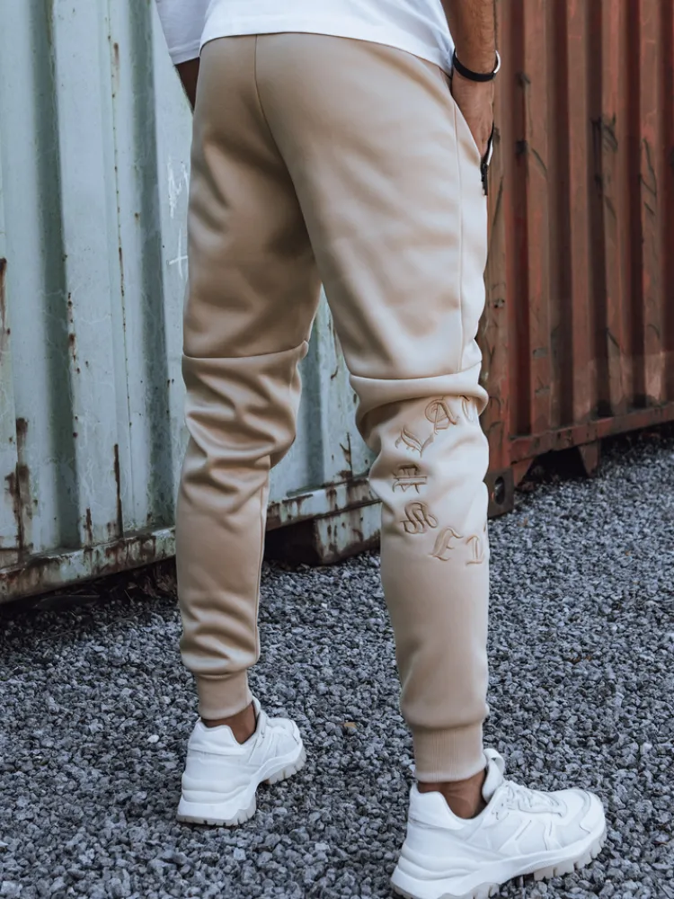 Spodnie Męskie>Dstreet Spodnie dresowe męskie beżowe UX4440