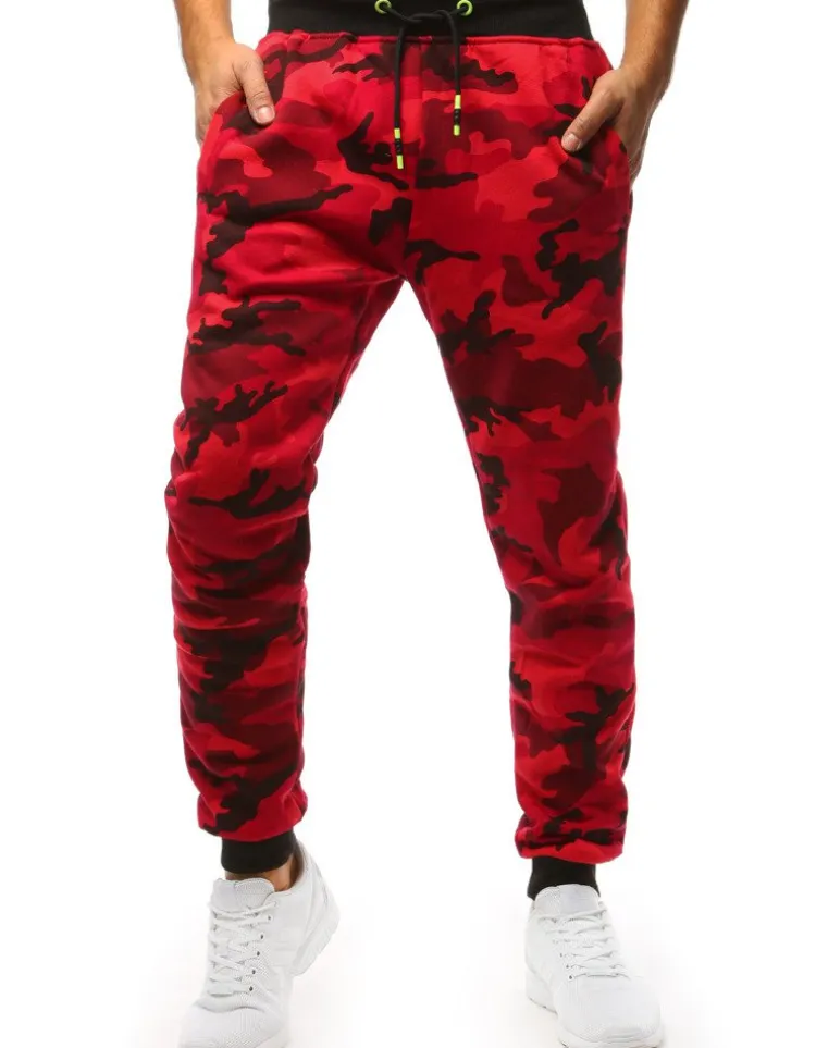 Spodnie Męskie>Dstreet Spodnie dresowe męskie camo czerwone UX1467
