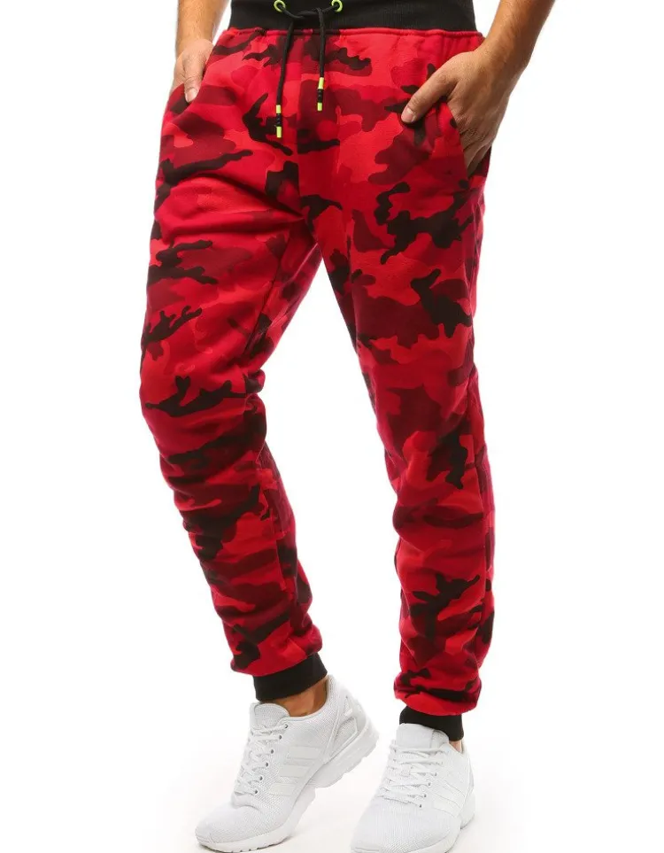 Spodnie Męskie>Dstreet Spodnie dresowe męskie camo czerwone UX1467