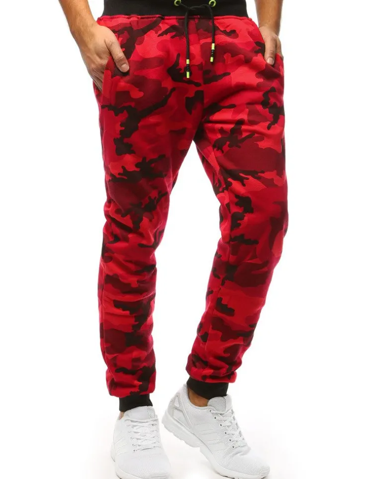 Spodnie Męskie>Dstreet Spodnie dresowe męskie camo czerwone UX1467