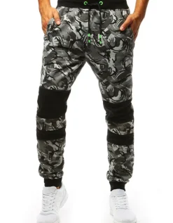 Spodnie Męskie>Dstreet Spodnie dresowe męskie camo szare UX3494