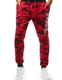Spodnie Męskie>Dstreet Spodnie dresowe męskie camo czerwone UX3516