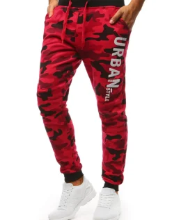 Spodnie Męskie>Dstreet Spodnie dresowe męskie camo czerwone UX3516