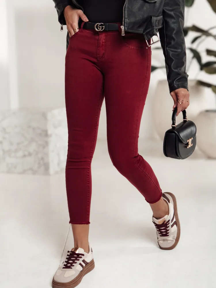 Jeansy Damskie>Dstreet Spodnie jeansowe damskie BRITTNIX typu skinny bordowe UY2222