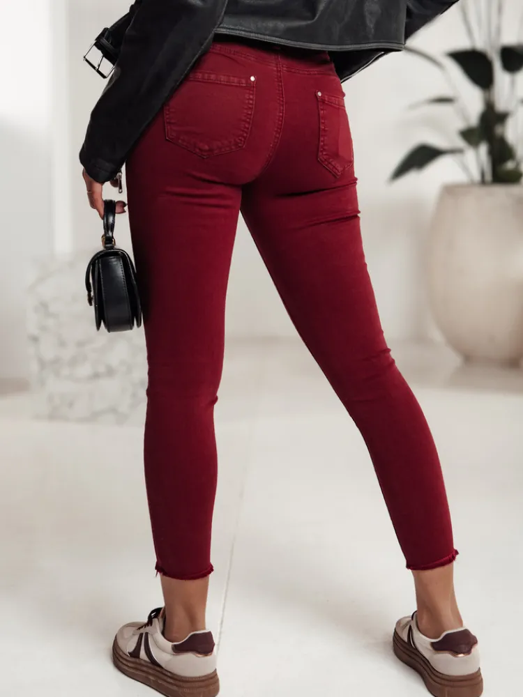 Jeansy Damskie>Dstreet Spodnie jeansowe damskie BRITTNIX typu skinny bordowe UY2222