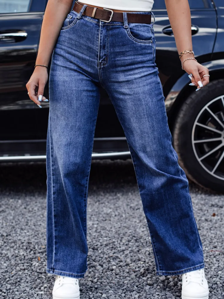 Spodnie Damskie|Jeansy Damskie>Dstreet Spodnie jeansowe damskie RETROFIT baggy z paskiem w zestawie niebieskie UY2233