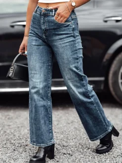 Spodnie Damskie|Jeansy Damskie>Dstreet Spodnie jeansowe damskie WESTCODE szerokie wysoki stan niebieskie UY2212