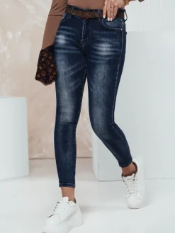 Jeansy Damskie>Dstreet Spodnie jeansowe damskie BLUEDEN z paskiem UY2317