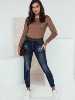 Jeansy Damskie>Dstreet Spodnie jeansowe damskie BLUEDEN z paskiem UY2317