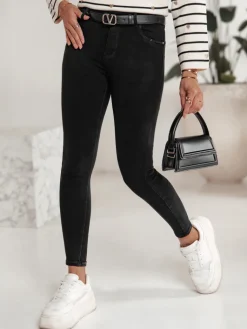 Jeansy Damskie>Dstreet Spodnie jeansowe damskie BLACKIN typu skinny czarne UY2221
