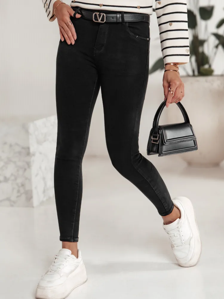 Jeansy Damskie>Dstreet Spodnie jeansowe damskie BLACKIN typu skinny czarne UY2221