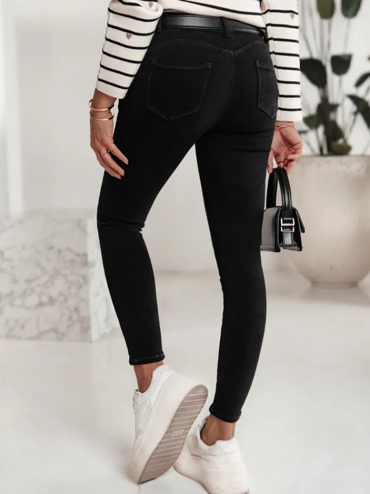 Jeansy Damskie>Dstreet Spodnie jeansowe damskie BLACKIN typu skinny czarne UY2221