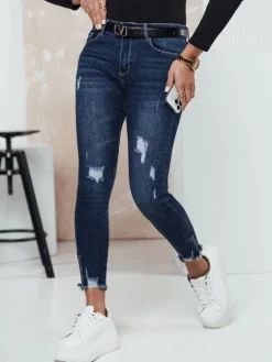 Jeansy Damskie>Dstreet Spodnie jeansowe damskie ZIPDETAIL push up niebieskie UY2306